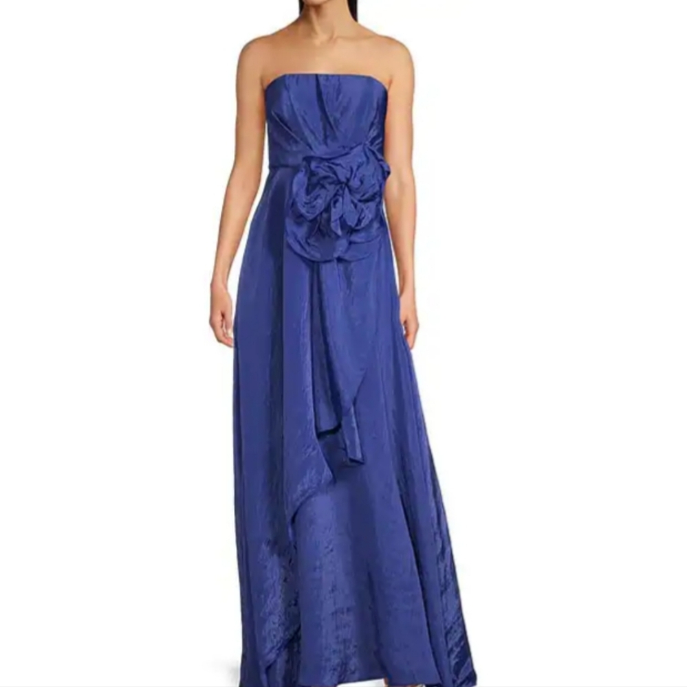 Muse by Marchesa Bluebell Rosette Strapless Textured Organza Dress